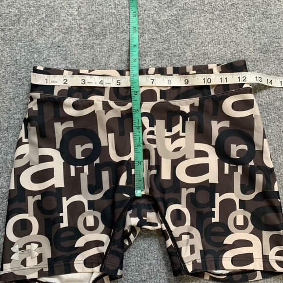 Under Armour Shorts Women S Small Grey Brown HeatGear Allover Print Fitted - Picture 5 of 11